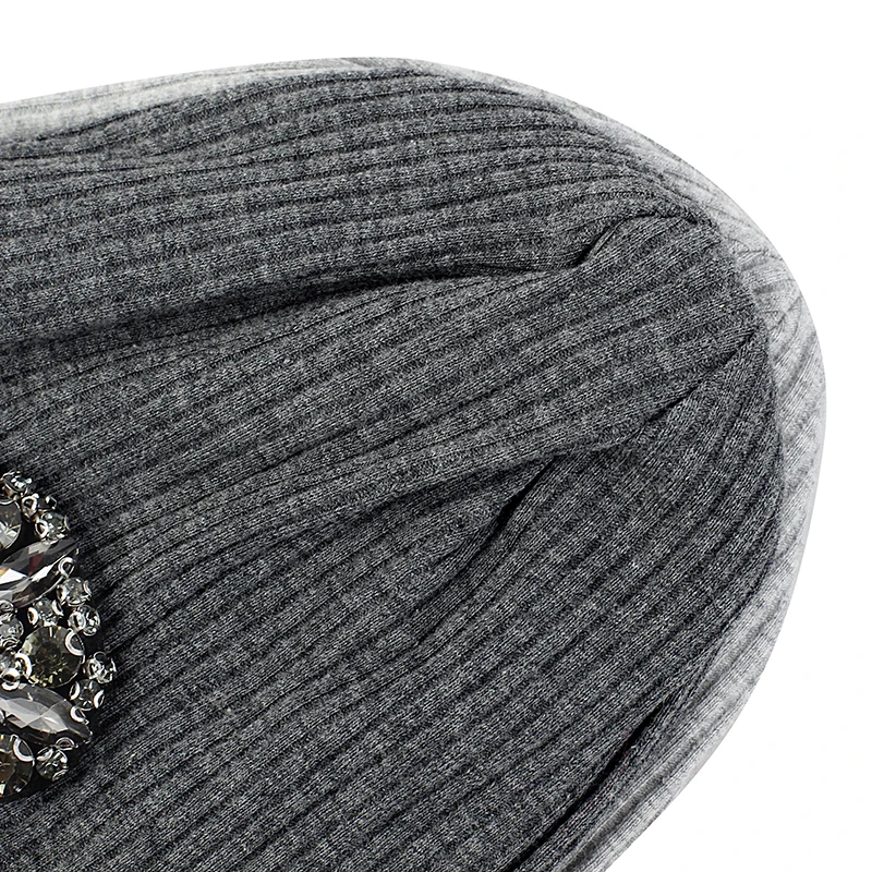 

Geebro Newborn Baby Girls Cute Skullies Rhinestone Ribbed Soft Cotton Beanies hats Kids Childs Autumn Winter Knitted Hat caps