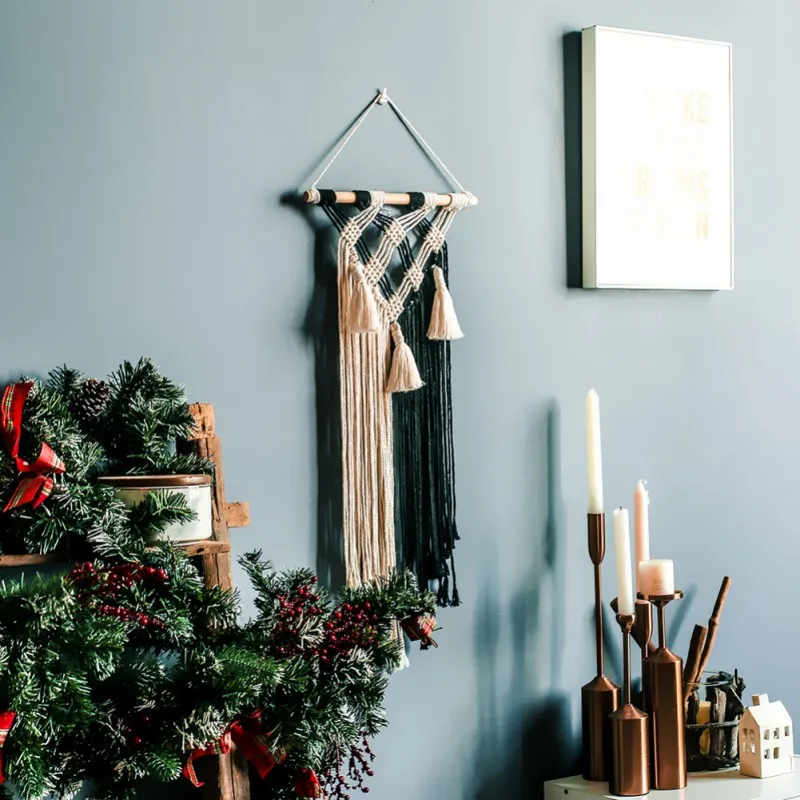 Плетеный макраме ручной работы настенный гобелен с кисточками свадебное