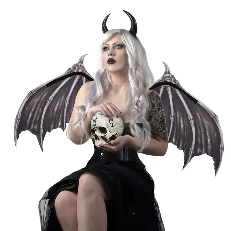 

Cosplay Demon Skull Wings Angel Wings White Black Devil Skull Vampires Costume Prop Halloween Accessories Stage Performance Suit