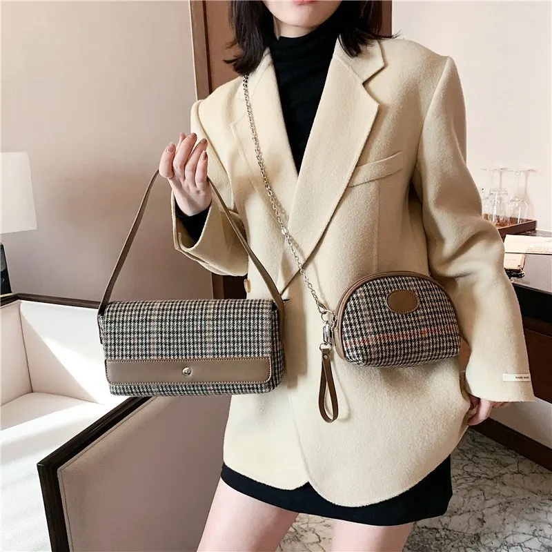 

Women's Bag 2021 Luxury Designer Leather Suit Nylon Cloth Mini Casual Fashion Soft Lattice Chain Crossbody Shoulder Handbag