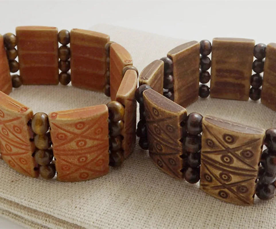 Оптовая продажа 24 шт натуральные деревянные эластичные мужские браслеты