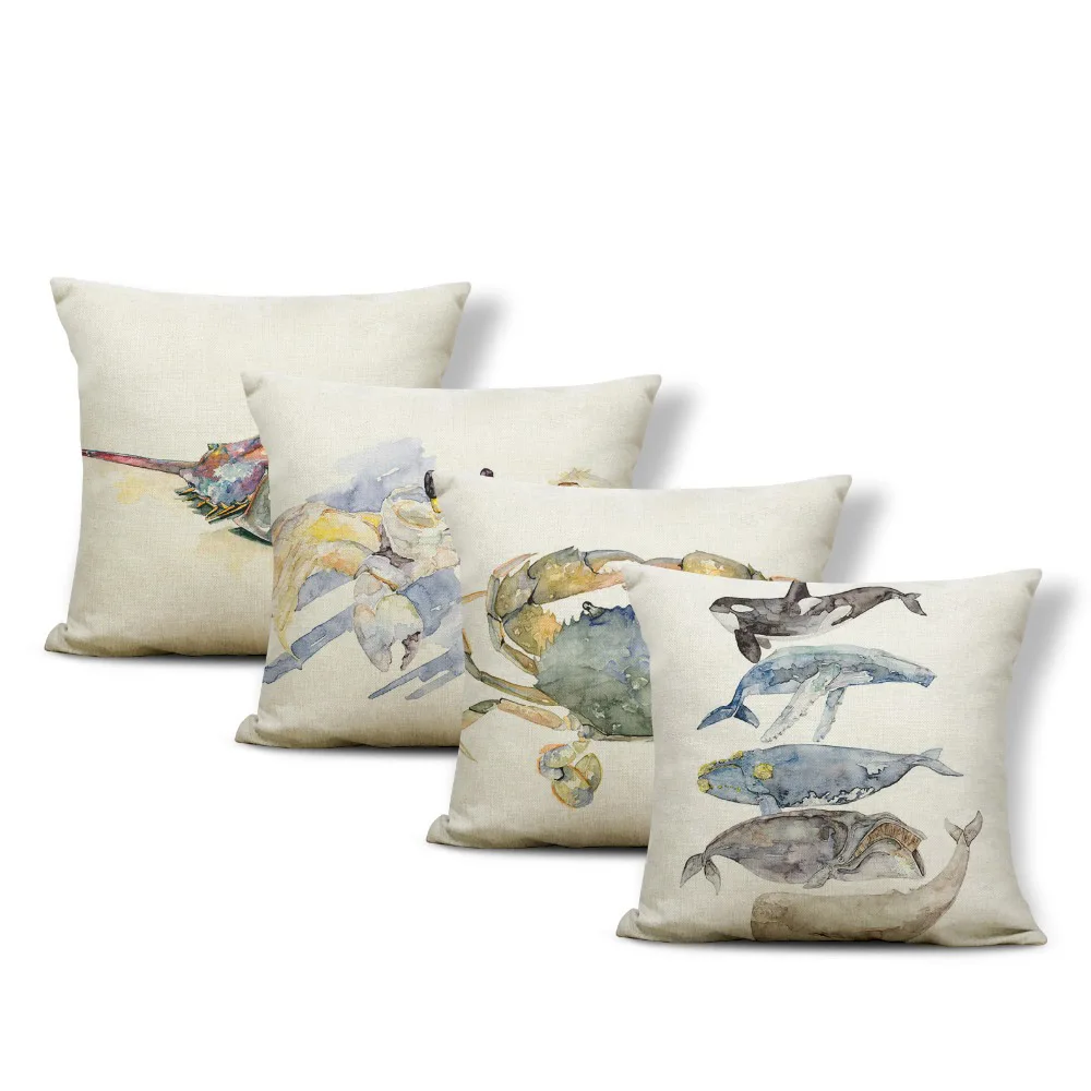 Забавная и милая наволочка Краб кокосовое дерево КИТ Улитка квадратное