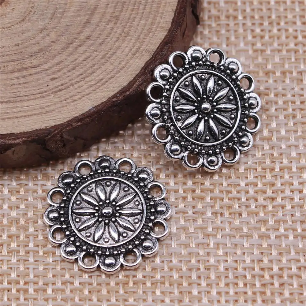 

Jewelery Pendants Making Charms For Jewelry 20pcs Hollow Flower Pattern Charms 19x19mm Antique Silver Plated
