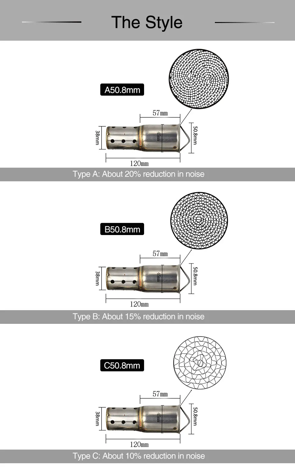 Alconstar-Мотоцикл выхлопная труба, глушитель Catalyst дБ убийца мотоцикл глушитель выхлопной глушитель Шум подавитель звука 51 мм 61 мм внутренняя поверхность
