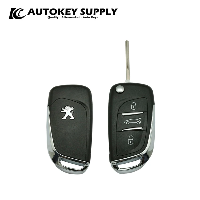 

Modified ForPeugeot Trunk 3 buttons Symbol With Battery Holder Key Shell (Blade With Groove) AKCPF136