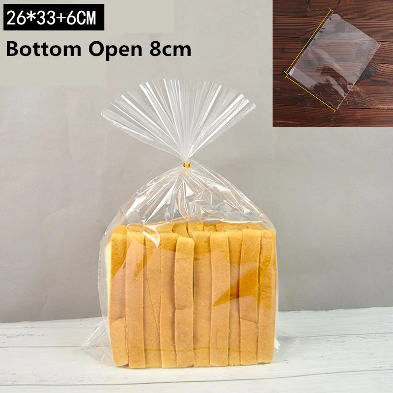 Clear 26x33cm LBSISI Life 100 шт пластиковые пакеты, прозрачный пакет для тостов, хлеба, Мягкая матовая упаковка для еды, для выпечки, для рождественской вечеринки - Цвет: Clear 26x33cm