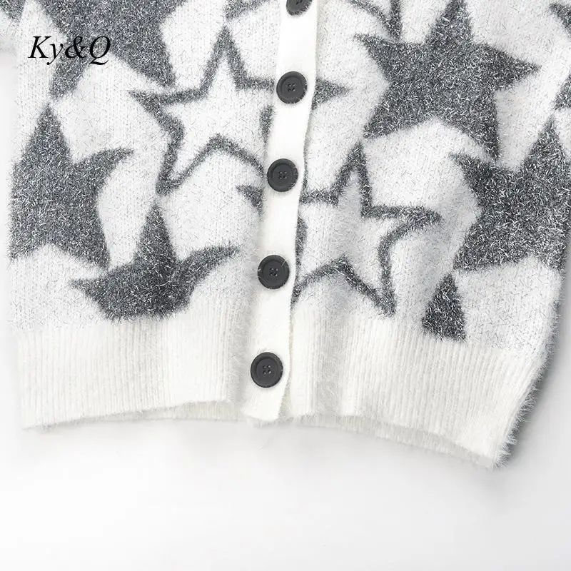 Brand Design Luxury Women Christmas Sweater 2019 Winter Thick Lazy Wind Knit Cardigan Imitation Mink Velvet Pentagram Clothes |