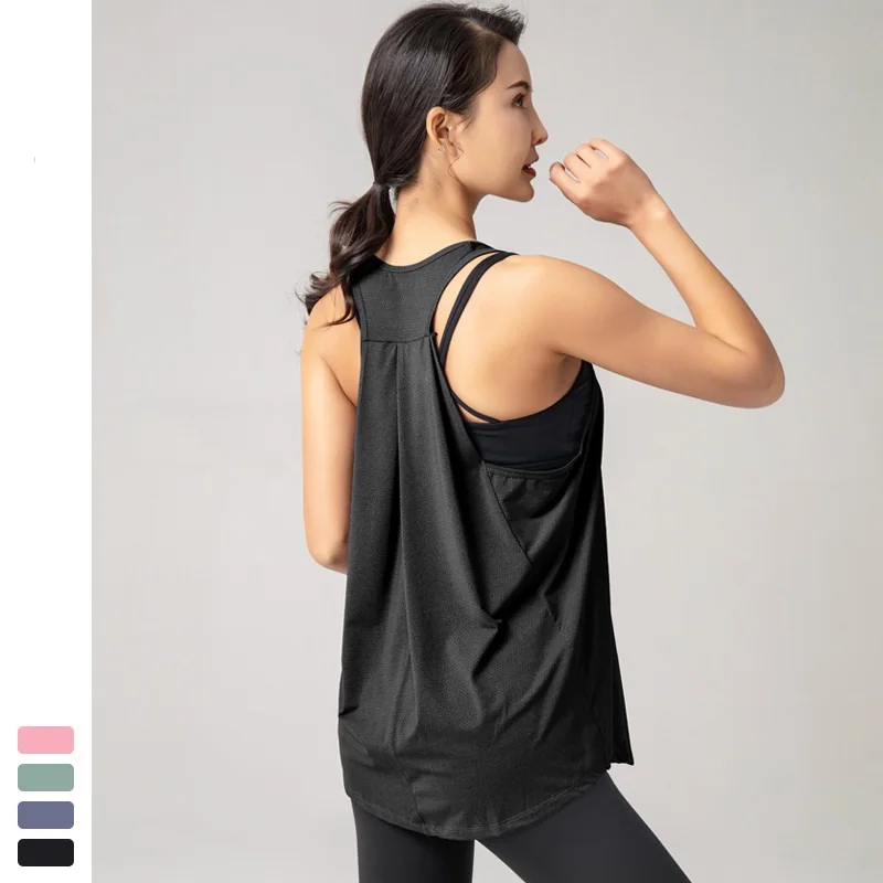 

Женская рубашка для йоги, быстросохнущая свободная дышащая рубашка для бега, велоспорта, топ без рукавов, Спортивная рубашка для фитнеса и б...