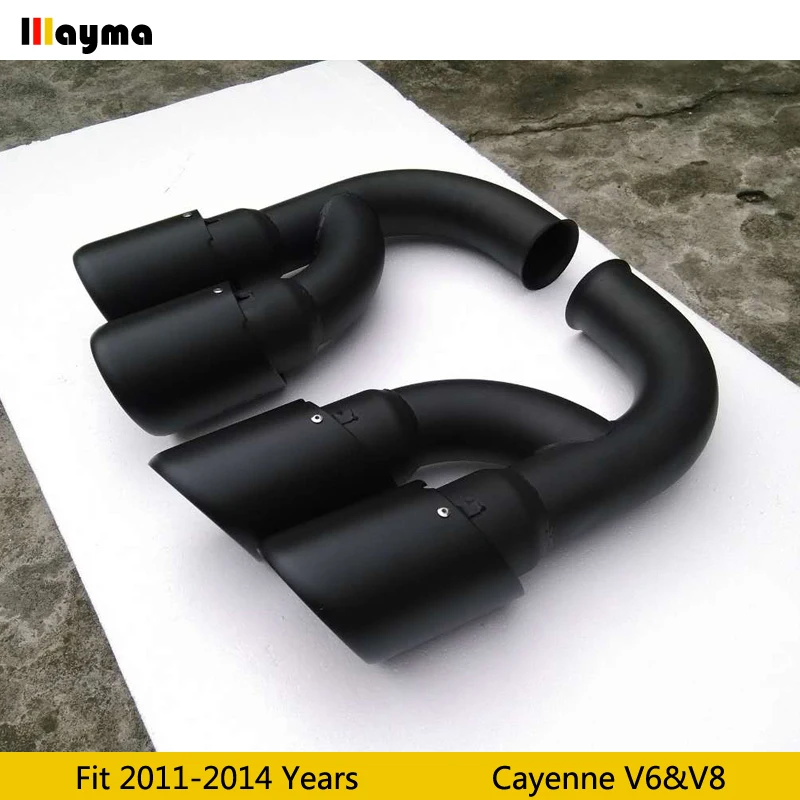 Матовые черные наконечники выхлопной трубы глушителя для Porsche Cayenne V6 V8 2011 2012 2013 2014