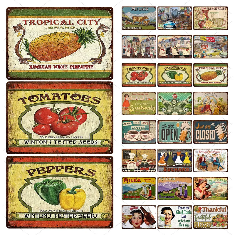 Металлическая табличка для кофе и чая металлическая винтажная фаст-фуда