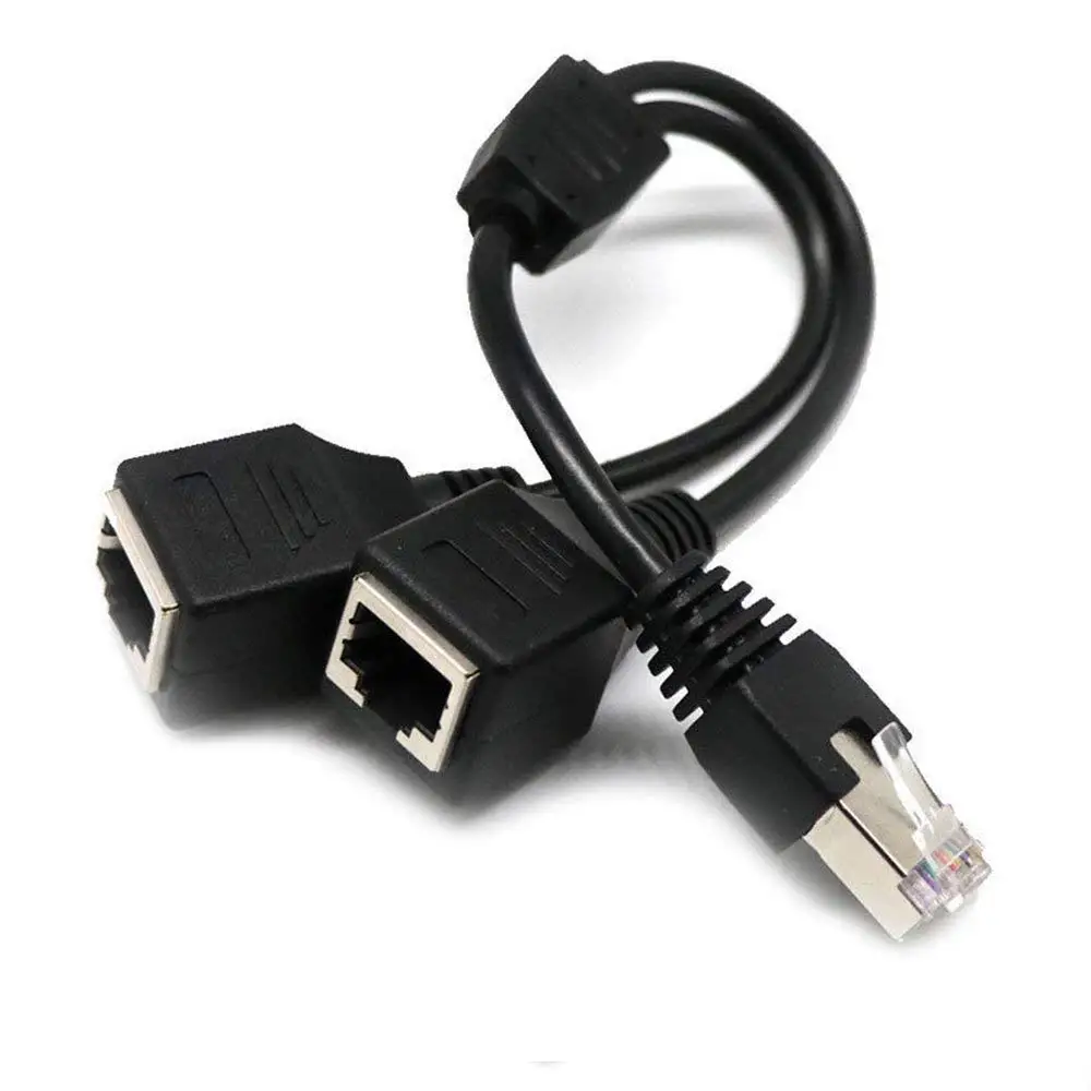 Сетевой сплиттер Кабель-адаптер 1 штекер до 2 гнездо порт LAN Ethernet Y Cat5 Cat5e Cat6 Cat7 |