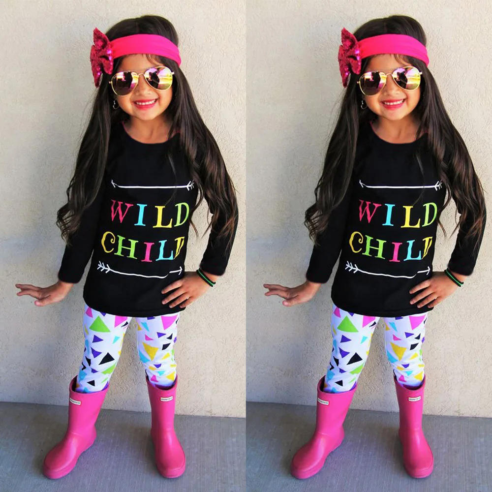Комплекты детской одежды из 3 предметов топы с длинными рукавами и принтом букв