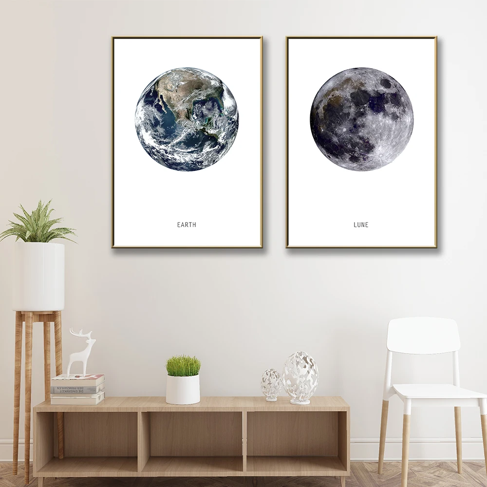 Красочная Скандинавская современная простая Картина на холсте земля домашний