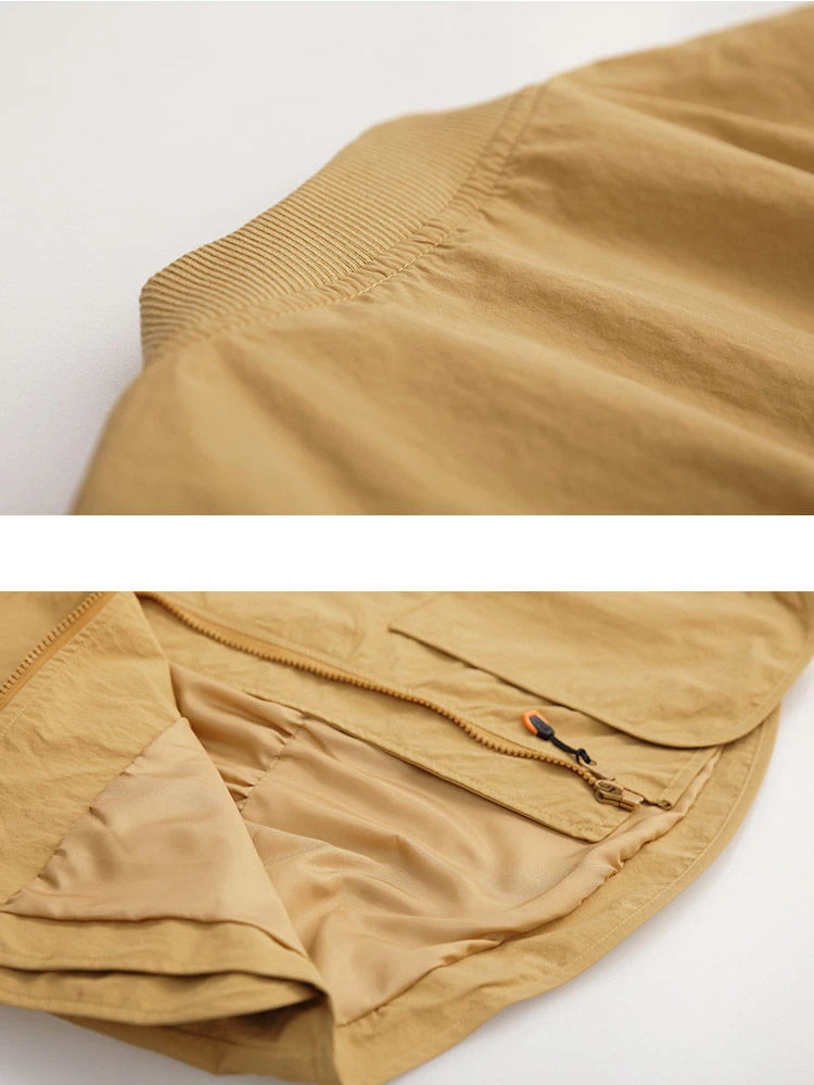 

Women's solid color jacket spring and autumn thin 2021 new casual zipper pocket women's jacket plus size