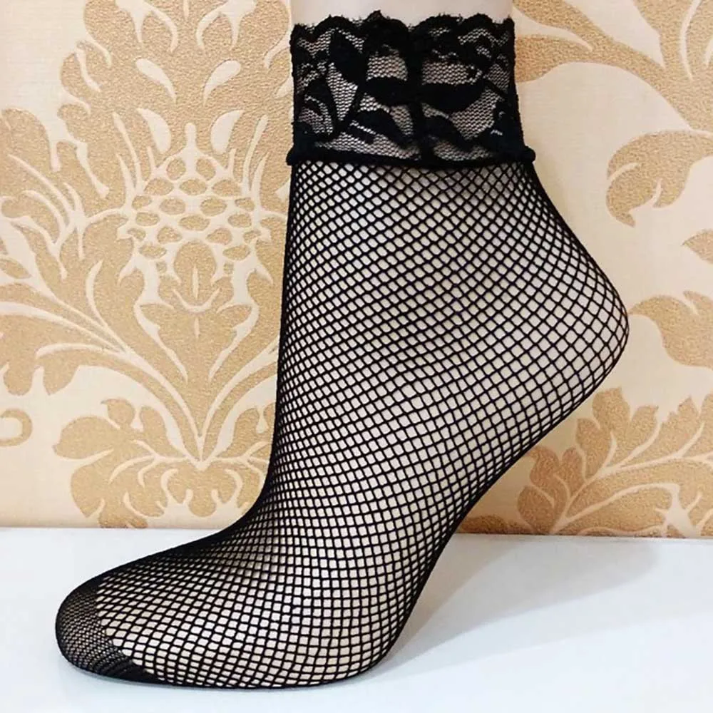 2019 Сексуальная ультратонкая кружевная Цветочная сетка женские носки эластичные