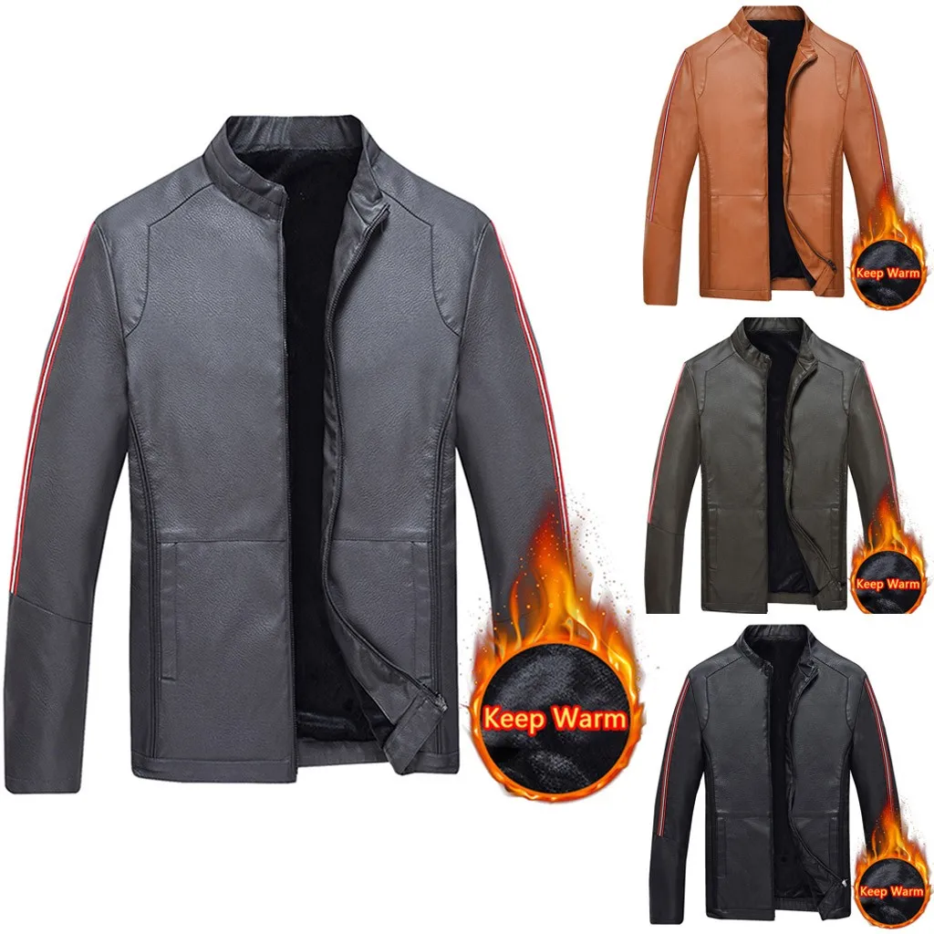 Хит продаж 2019 Мужская Зимняя Повседневная однотонная куртка на молнии пальто с