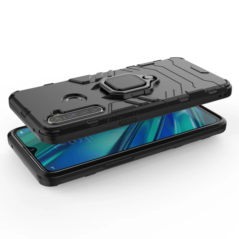 hybrid rugged armor for oppo realme c3 case kickstand with metal finger ring shock proof cover for oppo realmi c21 phone cases free global shipping