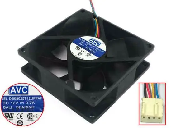 AVC DS08025T12UPFAF серверный охлаждающий вентилятор DC 12 В 0,7a 80x80x25 мм 4-проводной