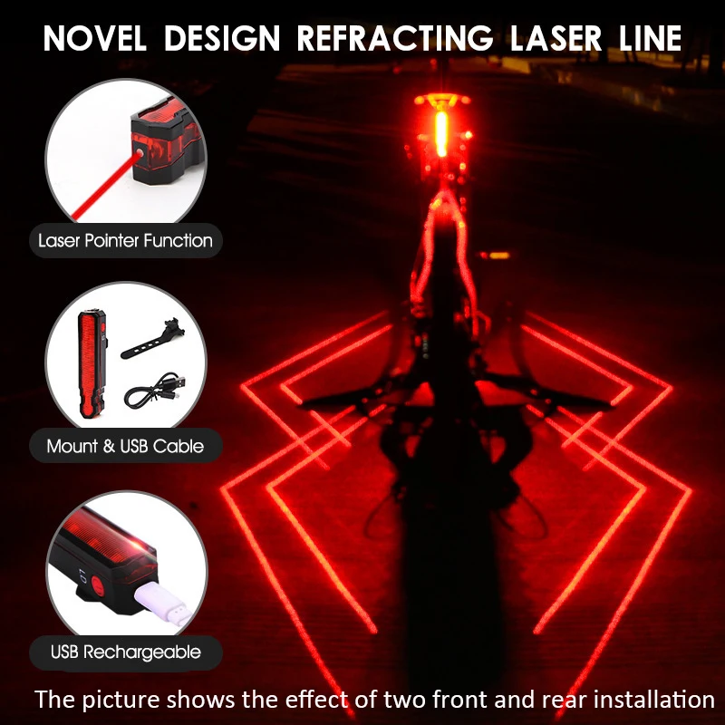 

WEST BIKING Bicycle Laser Tail Light USB Recharge Waterproof Multi-mode LED LD Light For MTB Road Bike Portable Accessories
