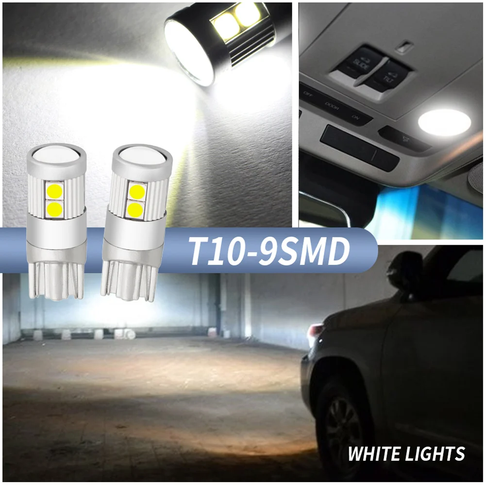 

2pcs T10 9SMD Car Interior LED Lights Bright License Plate LED Lamps Replacement Bulbs TD326