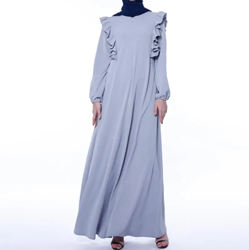 Smoky blue dress Турецкая абайа женская одежда мусульманское платье халат кафтаны одежда из Дубая Восточный халат из марокена мусульманские платья молитвенная одежда Moslim Jurk - Цвет: Smoky blue dress