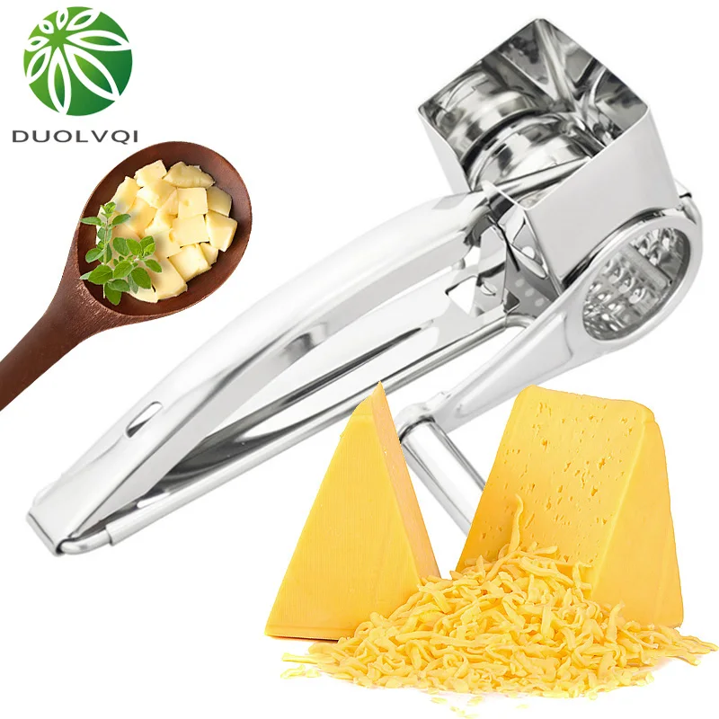 Duolvqi вращающийся сырный Grater 4 барабанных лезвия резак для сыра нержавеющая сталь