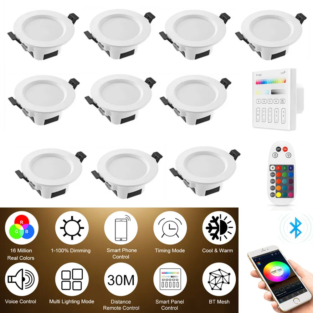 Светодиодный потолочный светильник 10x RGB теплый холодный белый 3 в 1 панель