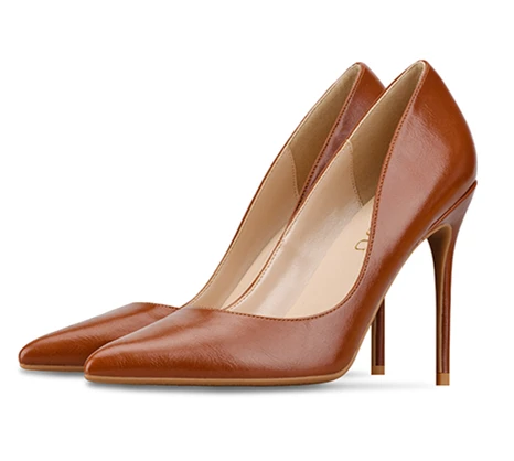 brown 8cm heel Брендовая обувь; женские туфли-лодочки на высоком каблуке; женские туфли на шпильке; черные свадебные туфли из искусственной кожи на высоком каблуке 10 см; B-0051 - Цвет: brown 8cm heel