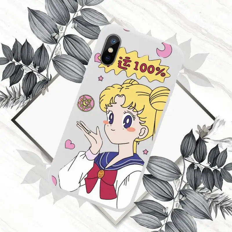 

Sailor Moon Cartoon girl Phone Case White Candy Color for iPhone 11 12 mini pro XS MAX 8 7 6 6S Plus X SE 2020 XR