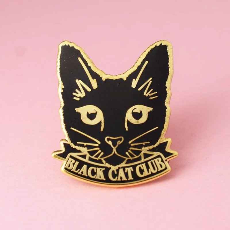 Эмалированные заколки в виде черного кота для Хэллоуина Meow Клубные с милыми