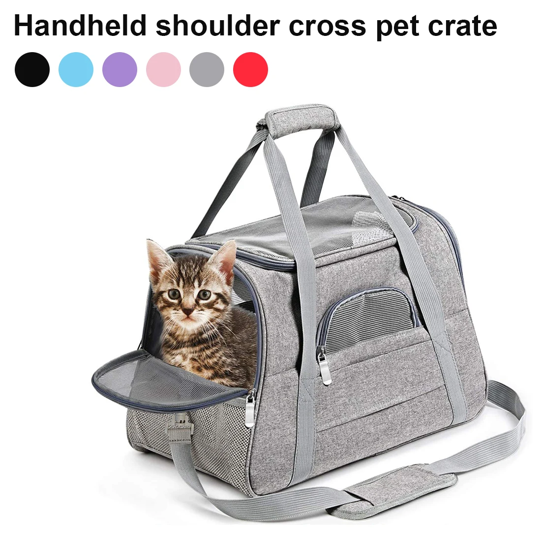 

Foldable Soft Pet Carriers Portable Breathable Bag Cat Dog Carrier Bags Outgoing Travel Pets Handbag with Locking Safety Zippers