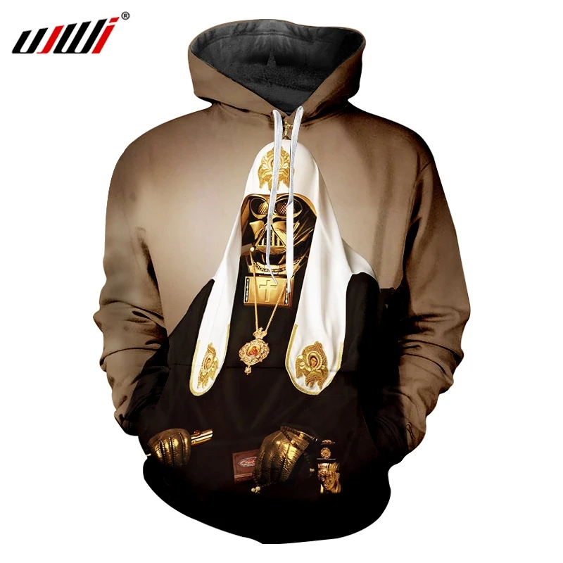 UJWI 3D ужасная маска с капюшоном принтом воина большого размера наряд унисекс