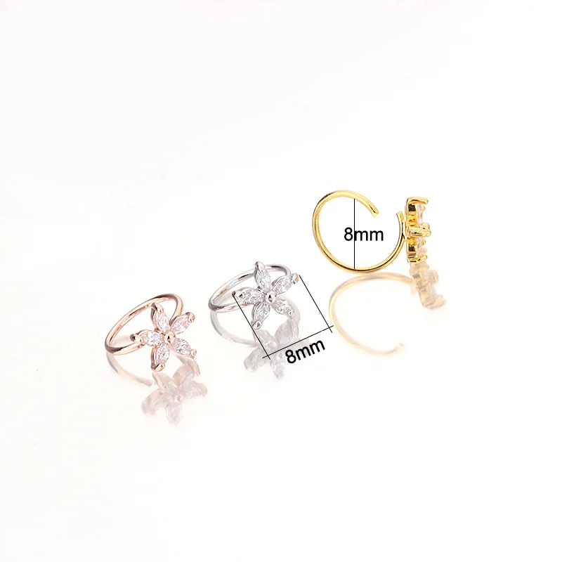 

1PCS Gift Nose Piercing Body Jewelry Cz Nose Hoop Nostril Nose Ring Tiny Flower Helix Cartilage Tragus Ring