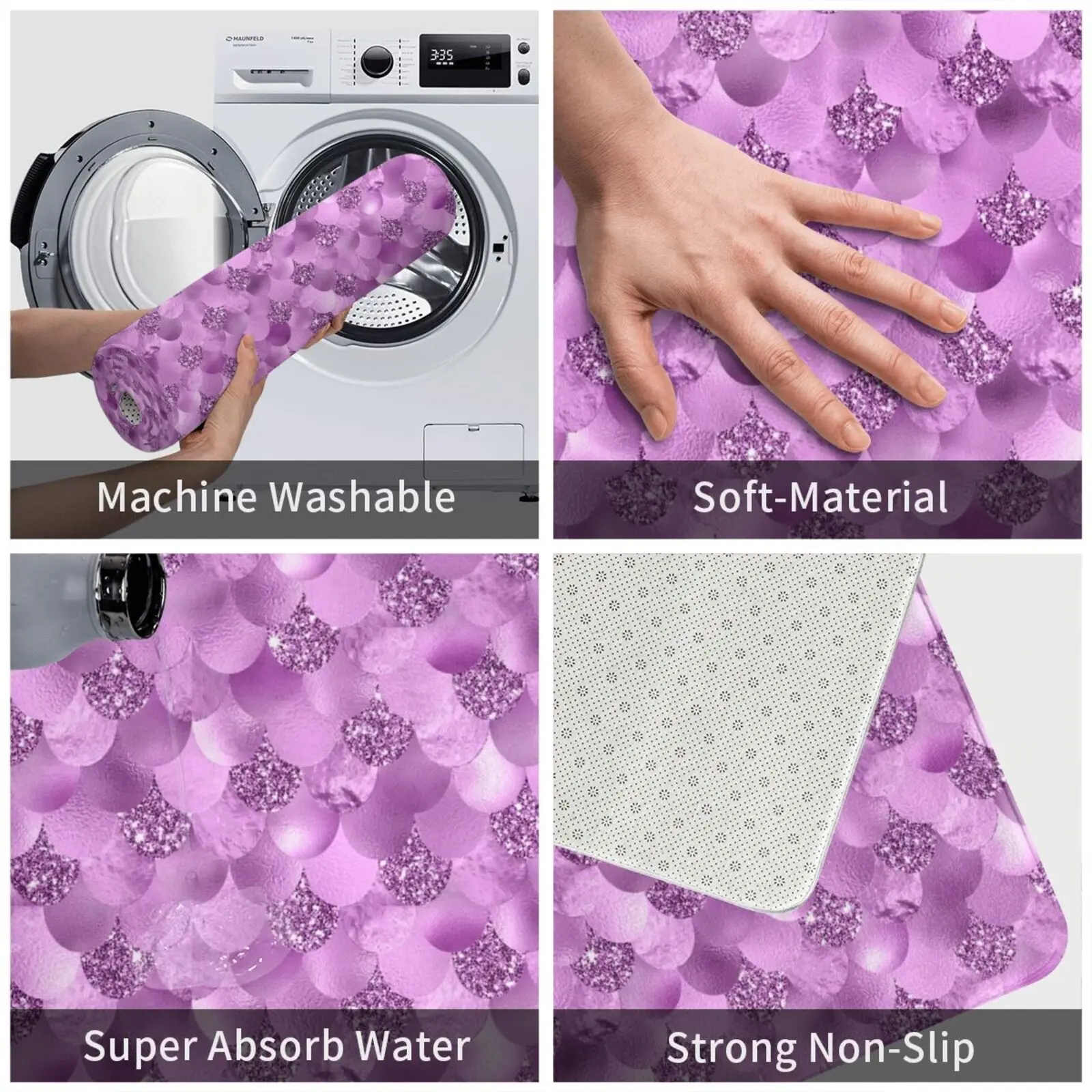 Фиолетовые весы русалки коврик подушка мягкая Русалка металлическая блестящий