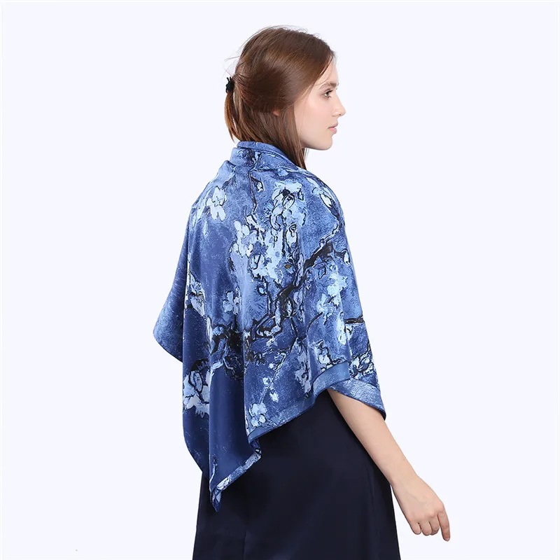 Женский шелковый шарф с принтом Ван Гога Шелковый Тюрбан абрикосового цвета