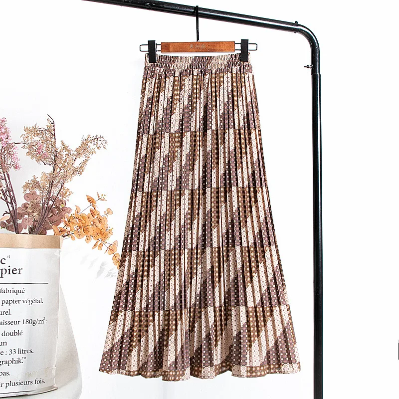 Женская Повседневная Свободная юбка с принтом весенне-летняя длинная шифоновая