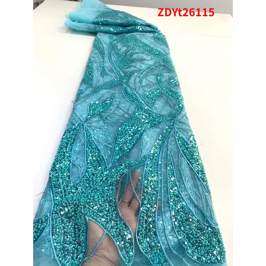 

African French Luxury Lace Wedding Clothes Ankara Noble Tulle Net Sequins ​Eco-Friendly Fabric 5 Yards/Lot ZDYT26115