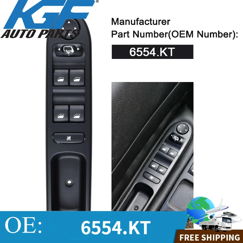 

LHD Master Power Window Control Switch Electric For Peugeot 307 Break 2000-2014 307SW 2002-2014 307CC 2003-2014 6554.KT 6554KT