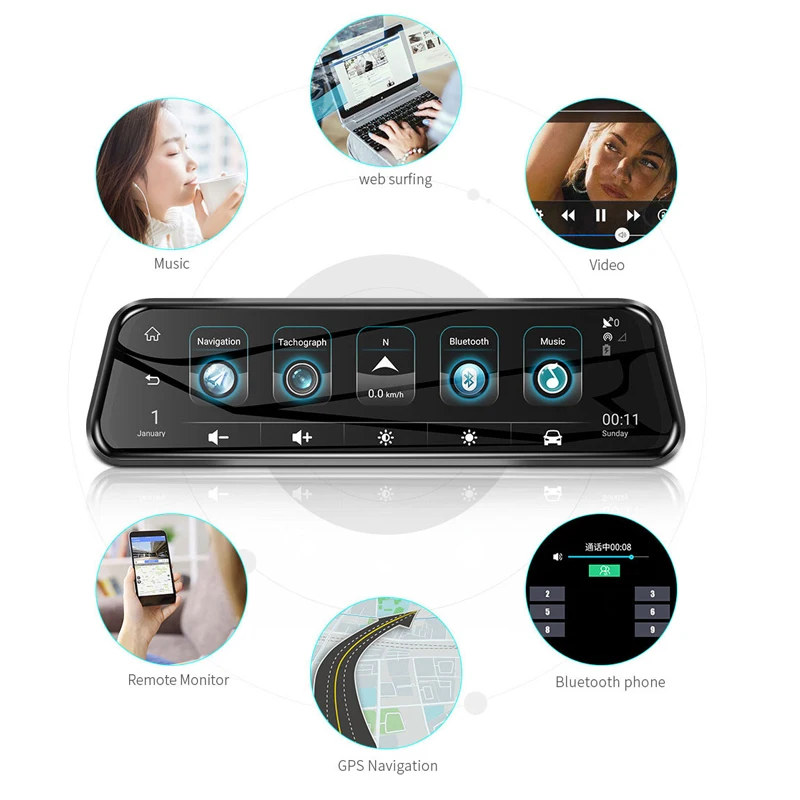 Зеркало заднего вида MaiYue star10'ɴ G Android видеорегистратор HD1080P с автоматической