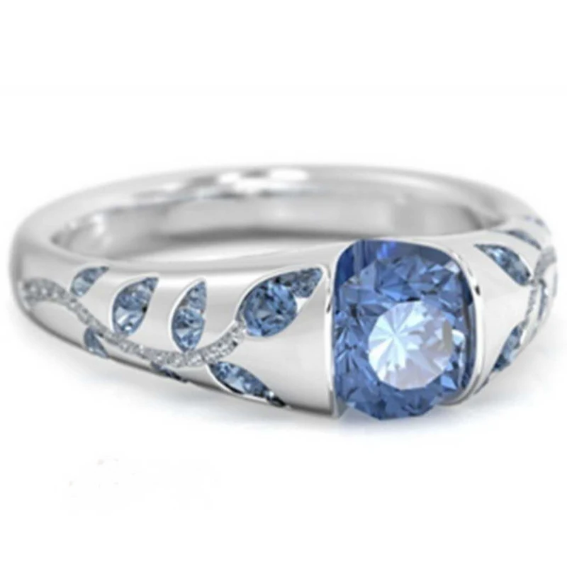 Модные обручальные кольца с листьями и веткой дерева для женщин голубые розовые