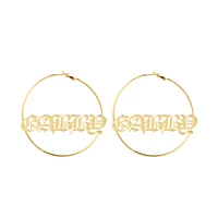 zciti custom name hoop earrings stainless steel personalized custom name cricle earrings for women round 3 color earrings