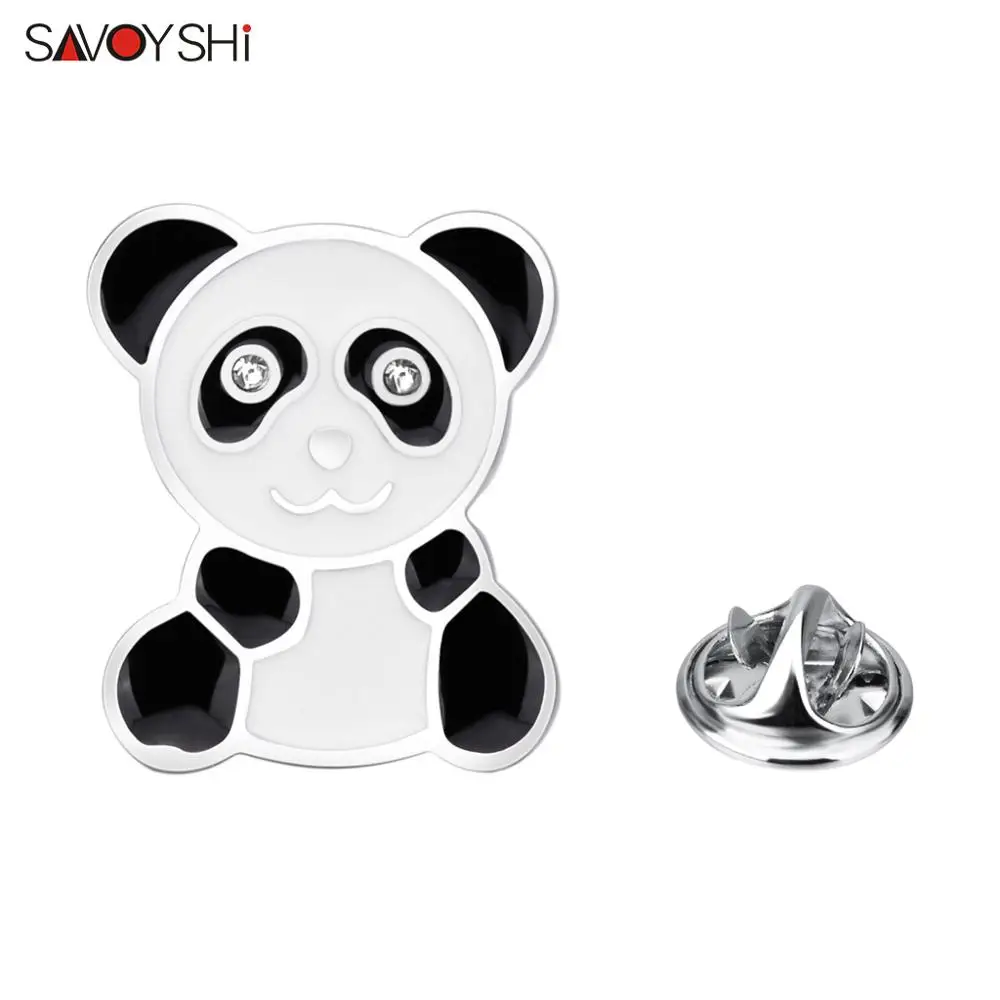 Значок с эмалью в виде панды SAVOYSHI булавка мультяшными кристаллами высокого