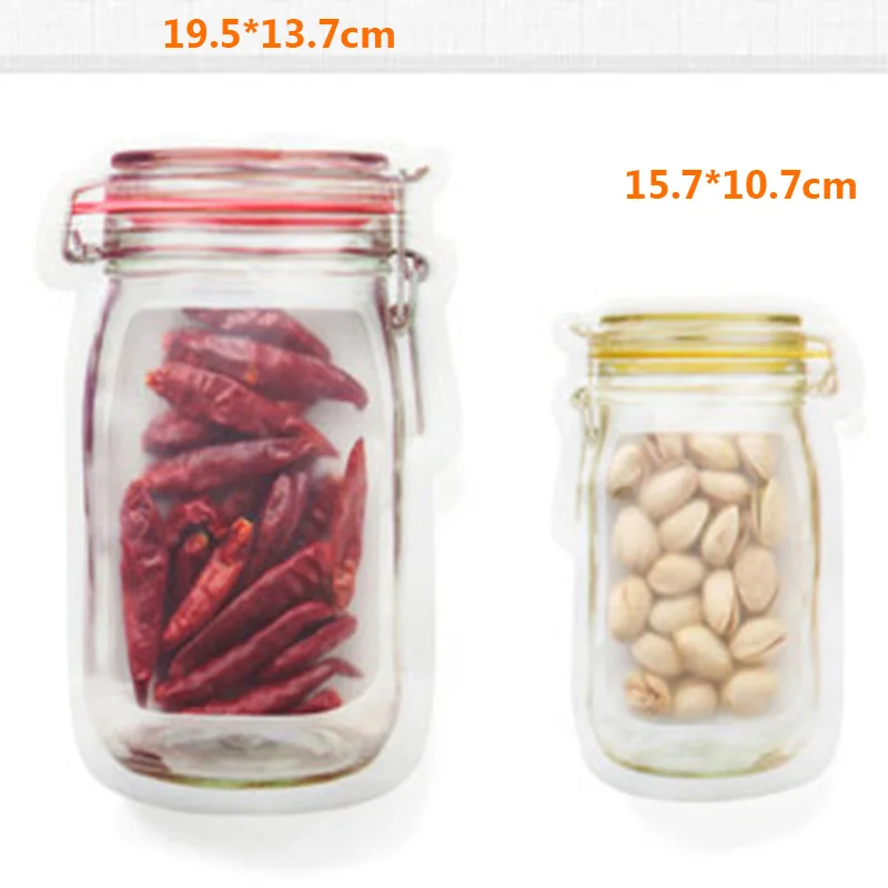 Мейсон бутылка прозрачный пакет на молнии для выпечки еды закуски чайные