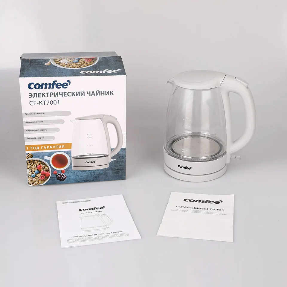 Электрический чайник Comfee CF-KT7001 1850-2200 Вт 1 7 л съёмный фильтр и LED подсветка | Бытовая