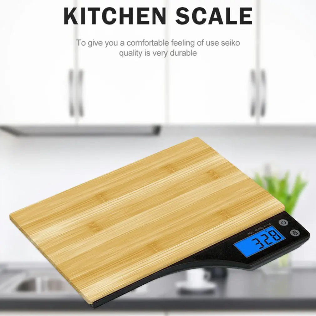 

Портативные электронные весы, измерительный прибор для кухни с точным взвешиванием, подходит для выпечки бамбука, кухни