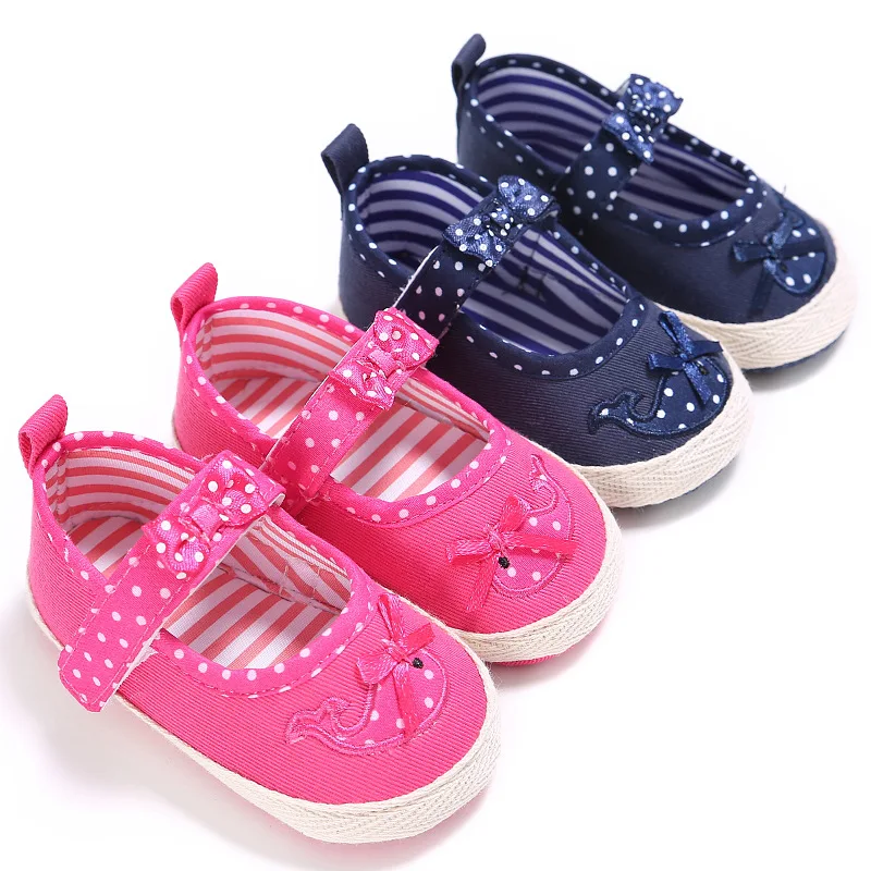 

Spring and Autumn Girl Baby 0-1 Butterfly knot Cartoon whale soft bottom baby toddler shoes
