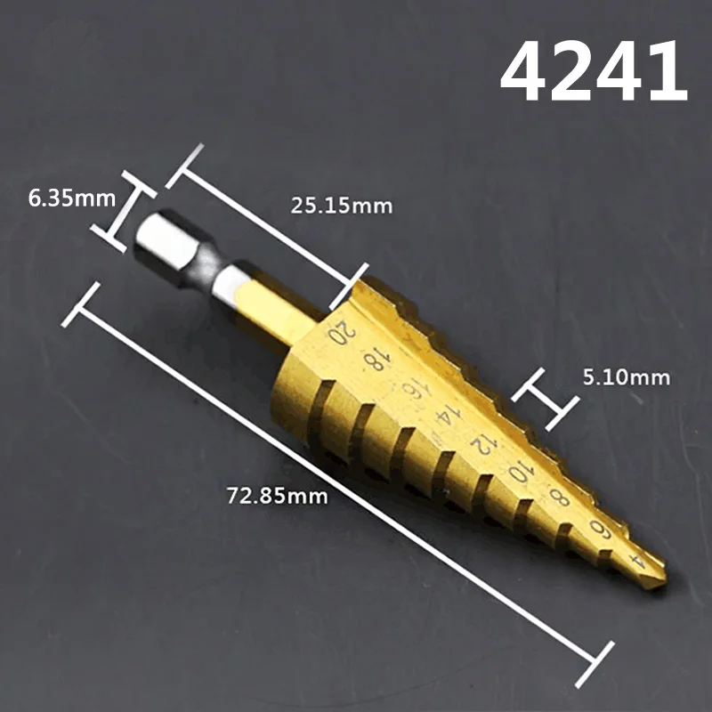 

Large HSS 4241 Steel Step Cone Drill Countersink Titanium Bit Set Hole High Speed Steel Taper Bit Tools