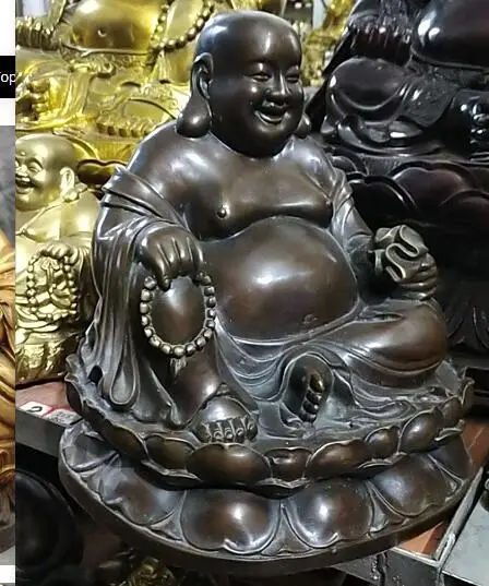 Буддистский храм медная бронза Maitreya Rohan буддийский монах статуя бога Будды 29 см