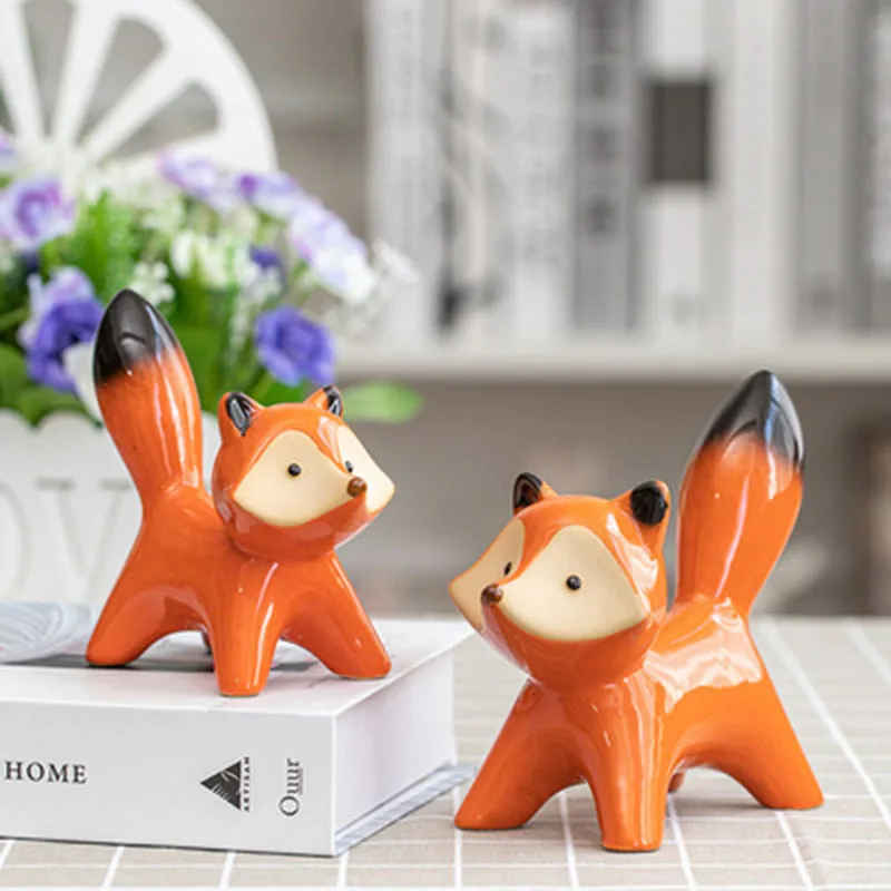 

Fox Ornaments Figurine Dekoration Ceramics Mushroom Desktop Decoration Lovely Ornament Room Decor Decoration توزيعات декор