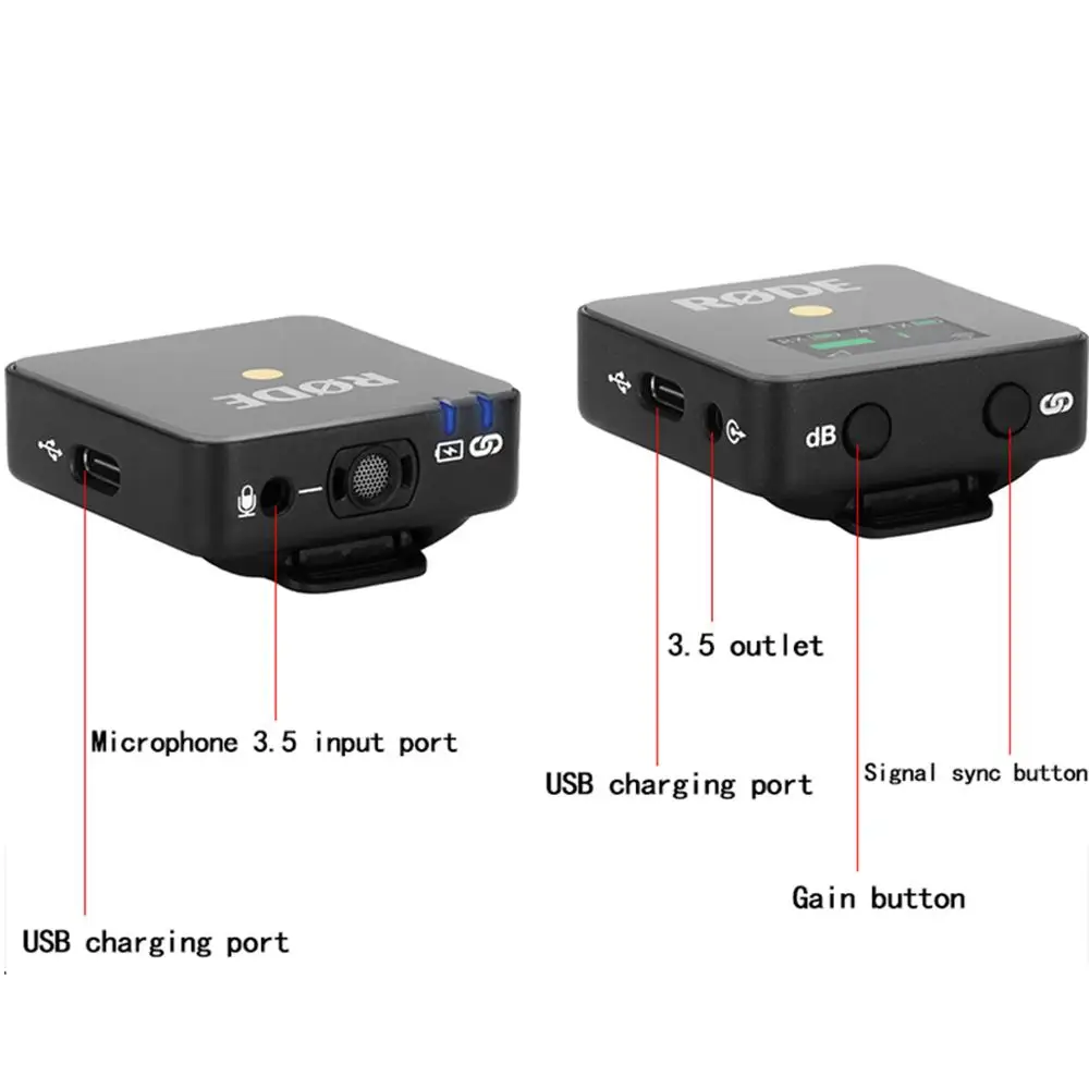 Оригинальный RODE беспроводной Go профессиональный компактный микрофон 2 4 ГГц клип